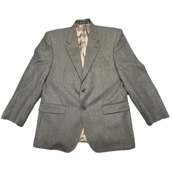 Chaps Men's Blazer Jacket SportsCoat Houndstooth 100% Lambswool Size 42R‎