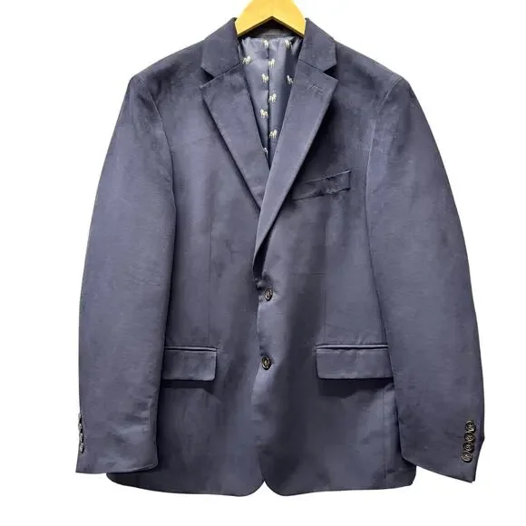 Lauren Ralph Lauren Blazer Mens 42‎ Blue Faux Suede Bulldog Liner Jacket