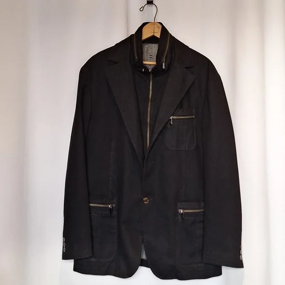 Elle Homme utility blazer with removable high neck colar