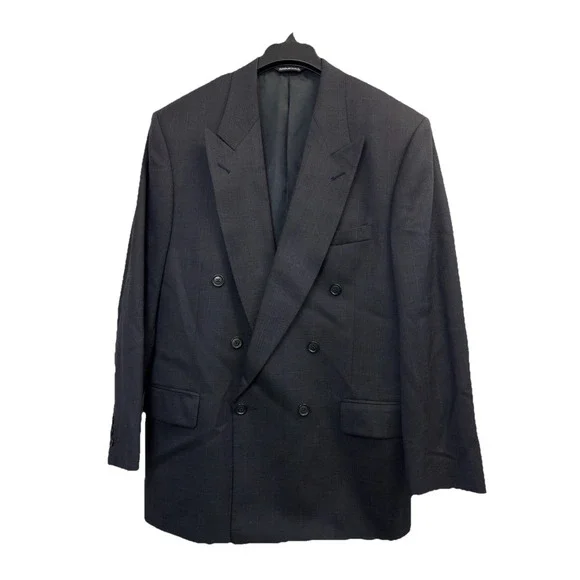 Portfolio Perry Elis Double Breasted‎ Jacket Men's 42L Navy Glen Plaid Blazer