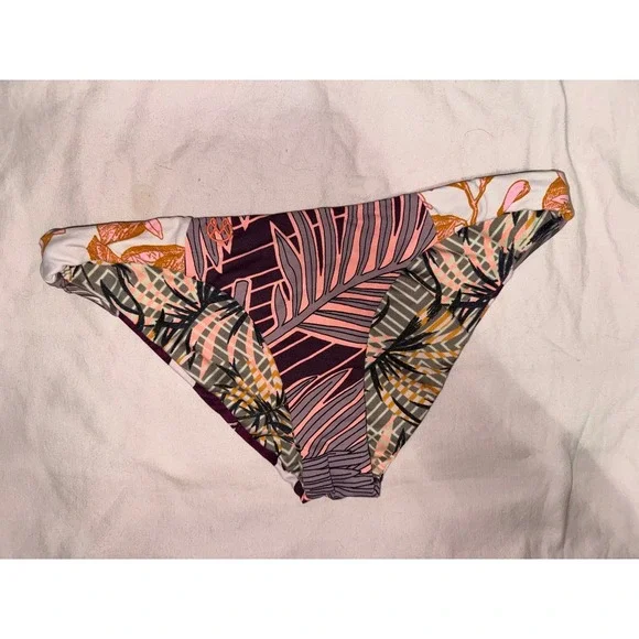 Maaji brown‎ and pink tropical print bikini bottoms size medium