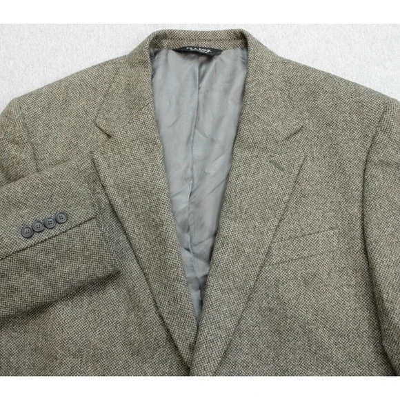 Jos A Bank Blazer Mens 46R Herringbone 100% Camel Hair 2 Buttons Single Breasted