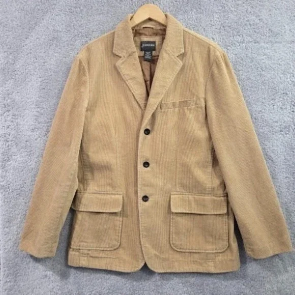 St Johns Bay Corduroy Blazer‎ Jacket Men's Medium Tan Classic Business Casual