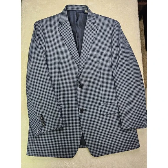 Michael Kors Mens Classic Fit Sport Coat Blazer 40 R Blue‎ Checked