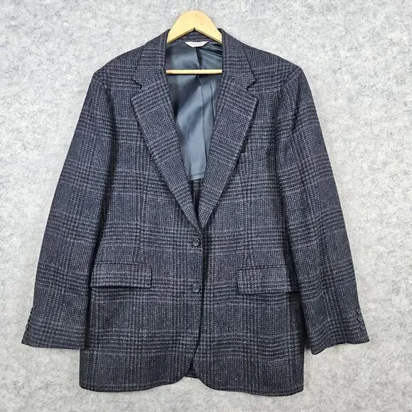 Traditionalist Goldsmith's‎ Men's Size 42L 100% Wool Dark Gray Windowpane Blazer