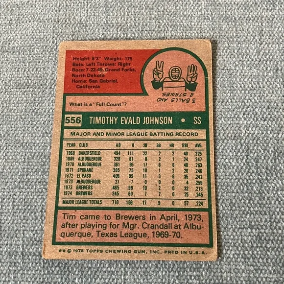 1975 Topps Milwaukee Brewers Baseball Card Trading Card