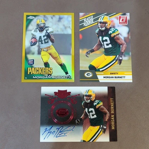 Lot of 3 Morgan Burnett rookie autograph insert Green Bay Packers Topps #42