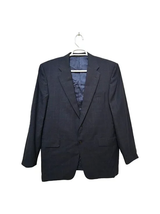 Hickey Freeman Vintage Madison Window Pane Gray Single Breasted Blazer Sz 42R