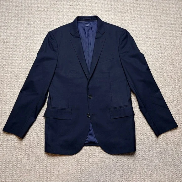 J.Crew Ludlow Jacket 38R Black Navy Italian Loro Piana Super 120s Wool Blazer