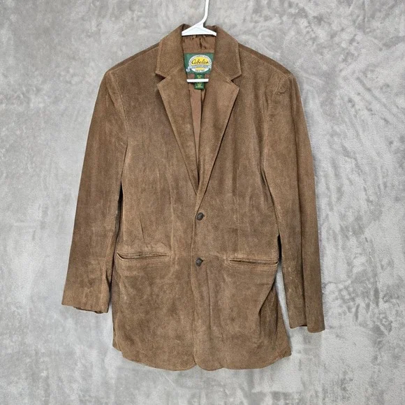 Cabelas Mens Suede Leather Blazer‎ Jacket Size 40 Reg Brown Outdoor Gear Buffalo