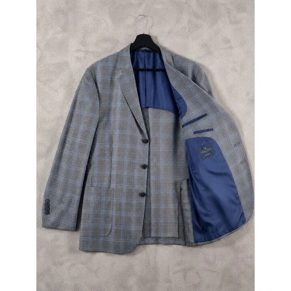 Brooks Brothers Regent Fit Blazer Mens 44R Gray Reda Wool Geometric Coat