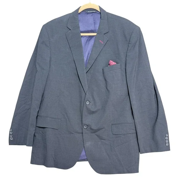 Jack Victor Blazer Mens 46R Charcoal 3SIXTY5‎ Wool Stretch 2 Button Side Vents