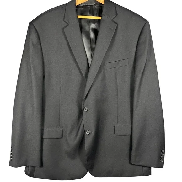 Ralph Lauren Blazer Mens 46R Black 100%‎ Wool Natural Stretch Suit Jacket