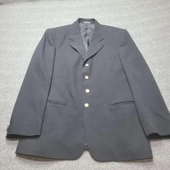 Zanetti Blazer Mens 42R Super 100s Wool Gold Buttons Made in‎ Italy Tollegno