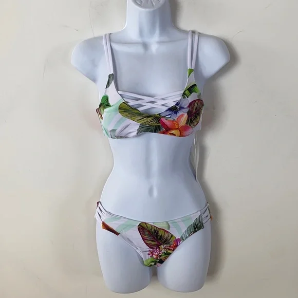 TiniBikini‎ Floral print + white Reversible, Size S