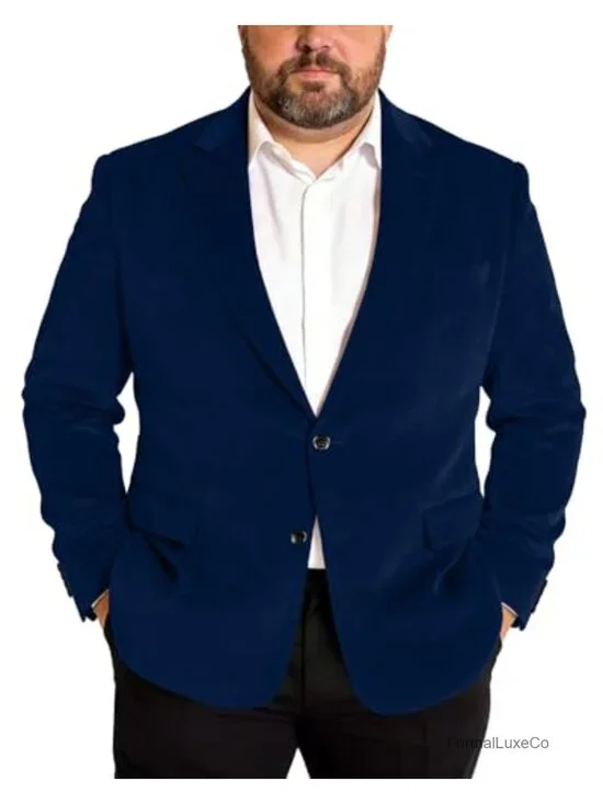 Velvet Blazer Men Suit Jacket Shawl Lapel Big Tall Classic Fit Sport Coat
