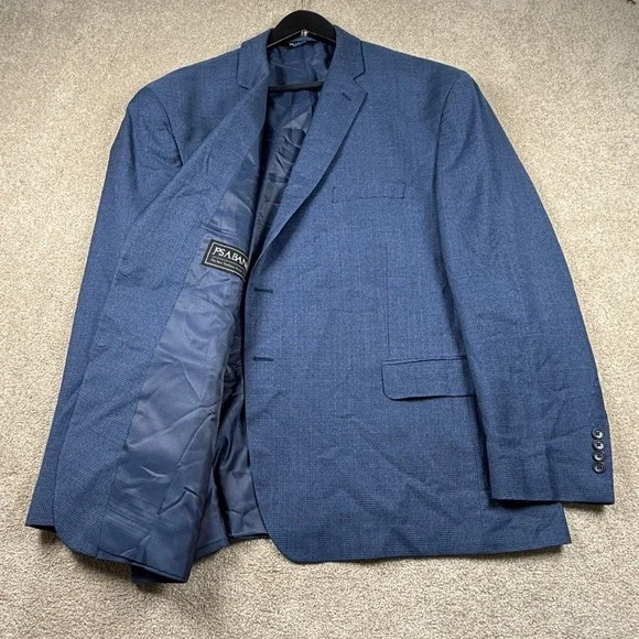 Jos. A. Bank Mens 44R‎ Blue Blazer Sport Coat Traditional Fit Micro Check Jacket
