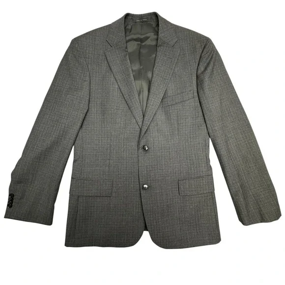 Hugo Boss Blazer Mens 38 Short Gray Wool Check Two Button Sport Coat Jacket‎