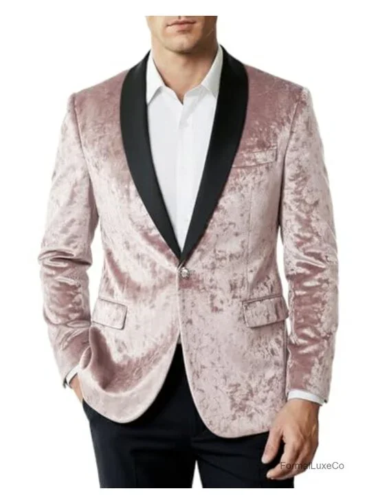 Men's Velvet Slim Fit Tuxedo Blazer Shawl Lapel Wedding Party Prom