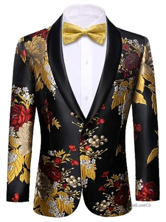 Men's Sport Coat Blazer Paisley Tuxedo 1 Button Party Wedding