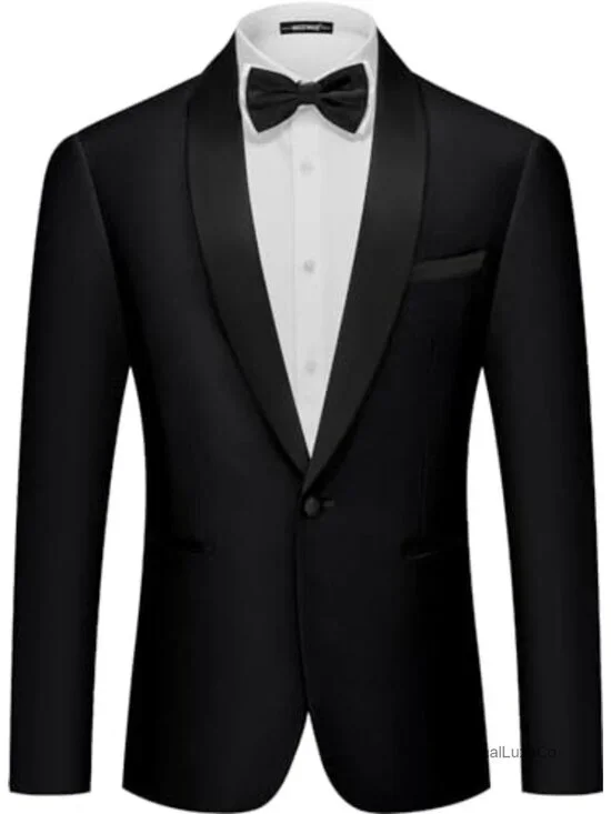 Mens Tuxedo Jacket Shawl Lapel Slim Fit Suit Blazer for Wedding Prom