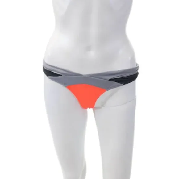 Les Canebiers Womens Textured Lined Multicolor Bikini Bottoms Orang Size IT 40