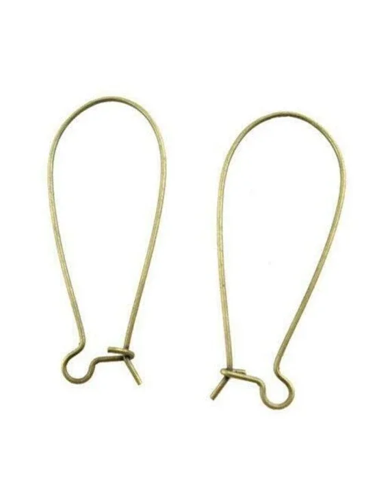 Antiqued Brass Kidney Earwires Earring Findings 33mm Long Steampunk 10 pcs