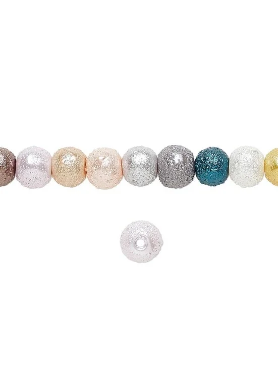 Mixed Colors Bumpy Textured 6mm Round Glass Pearls 16