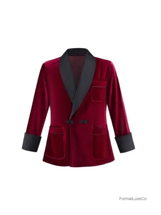 Velvet Smoking Jacket Vintage Wedding Party Blazer Tuxedo Coat