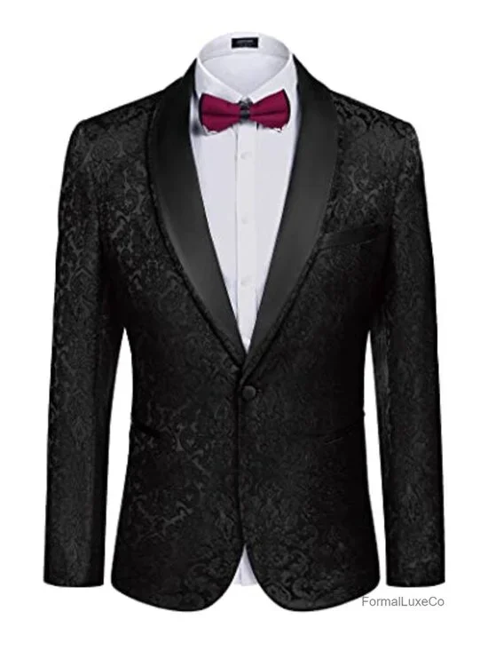 Men's Floral Tuxedo Jacket Shawl Lapel Slim Fit Prom Dinner Blazer