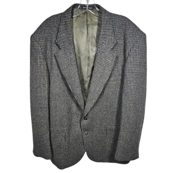 Vintage Woolrich Men's Wool Blend Blazer Sport Coat Gray Houndstooth Size L