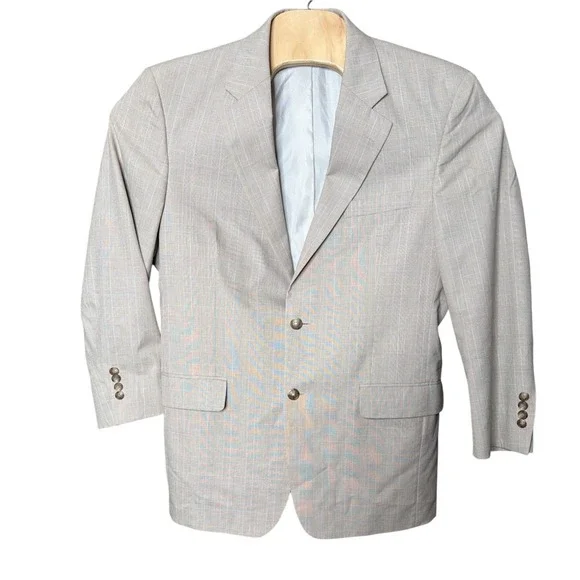 Jos. A. Bank Blazer Mens 41R Wool Glen Plaid Tan Button-Down Sport Coat
