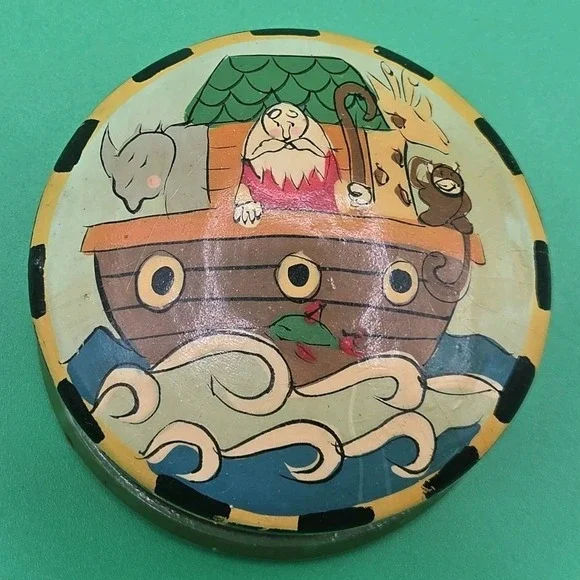 VTG Midwest of Cannon Falls Noah's Ark Lacquered‎ Trinket Box Art Religious Gift
