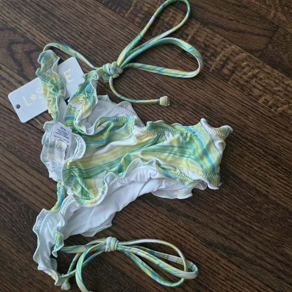 L*Space Striped Bikini Bottom - Green and Yellow