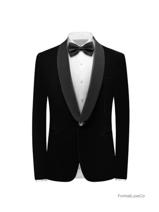 Men's Velvet Tuxedo Jacket Shawl Lapel One Button Slim Fit