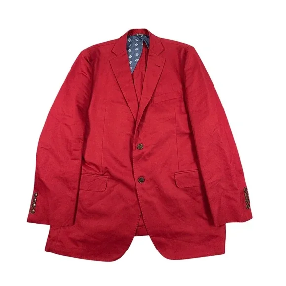 Brooks Brothers Fitzgerald 1818 Men Sport Coat Blazer Red Cotton Linen  42S
