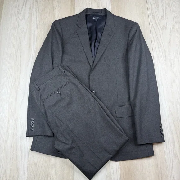 J Crew Aldridge Loro Piana Italian Super 120s Wool 2 Pc Gray Mens Size 42R 34x31