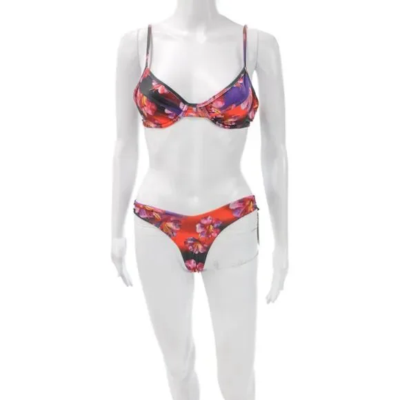 Solkissed Women Floral Multicolor Nylon Bikini Size S