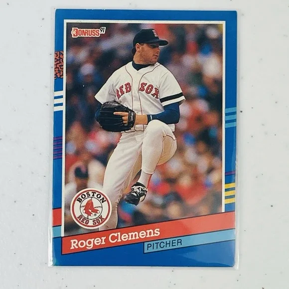 1991 Donruss Roger Clemens 81 Boston Red Sox Baseball  Trading Card Blue Stripes