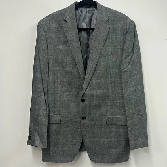 Lauren Ralph Lauren blazer men’s 44L gray blue long sleeve silk wool