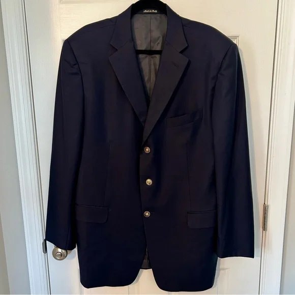 Pal Zileri Navy Three Gold‎ Button Sport Coat 58L