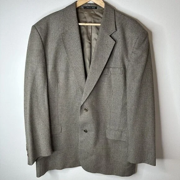 Vito Rufolo Houndstooth Italy Silk Wool 2 Button Sportscoat‎ Blazer Jacket 44R
