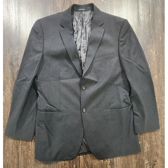 Pronto Uomo Men's Suit Jacket 43L Black 2 Button Wool Sport Coat‎ Blazer