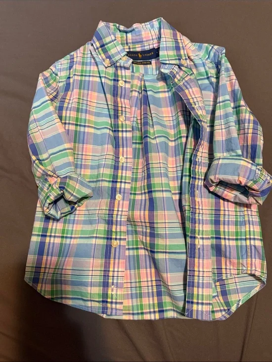 EUC Ralph Lauren Kids Pastel Plaid Button-Up Shirt