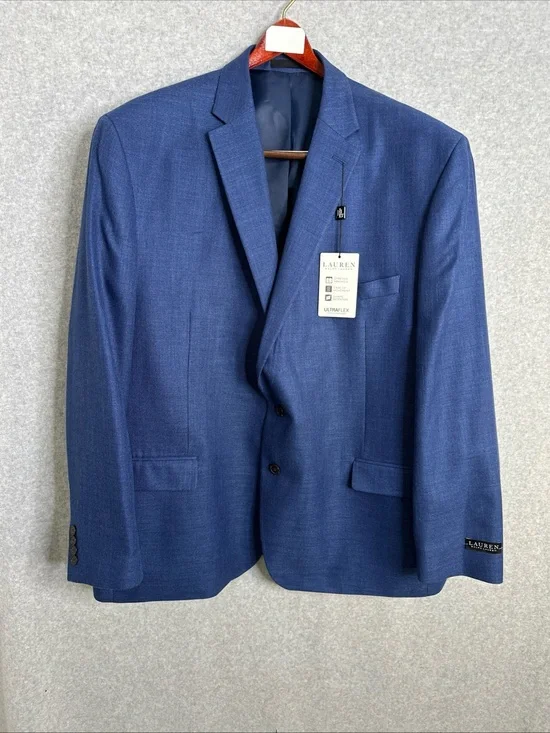 Lauren Ralph Lauren 54L Mens Blue Blazer Sport Coat Classic Fit Ultra Flex