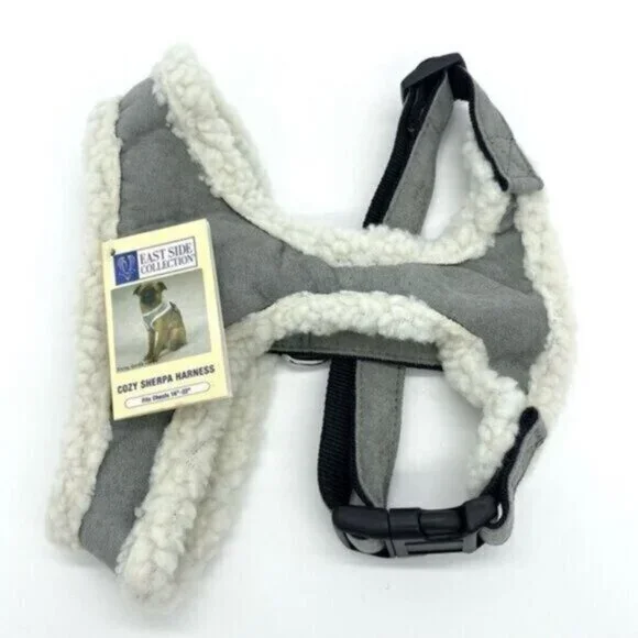 East Side Collection Cozy Sherpa Dog Pet Harness Faux Suede Size Medium Gray