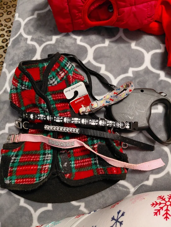 Dog Dazzlers Red Plaid Small Dog Vest & Assorted Collars