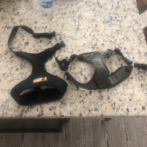 The Dog Walking Company Adjustable Black Gray Dog Harness Size M Set of 2