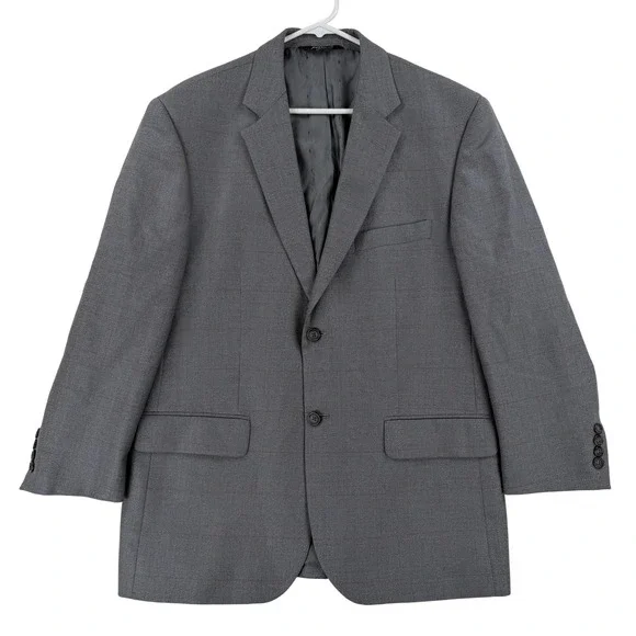 Joseph & Feiss Sport Coat Mens 42 Short Gray‎ Plaid Wool Two Button Notch Lapel