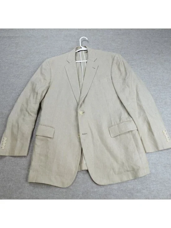 Brooks Brothers 1818 Blazer 43R Beige Linen Half Lined Fitzgerald Baird McNutt